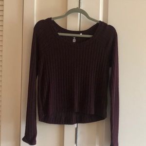 PACsun purple cropped long sleeve sweater top